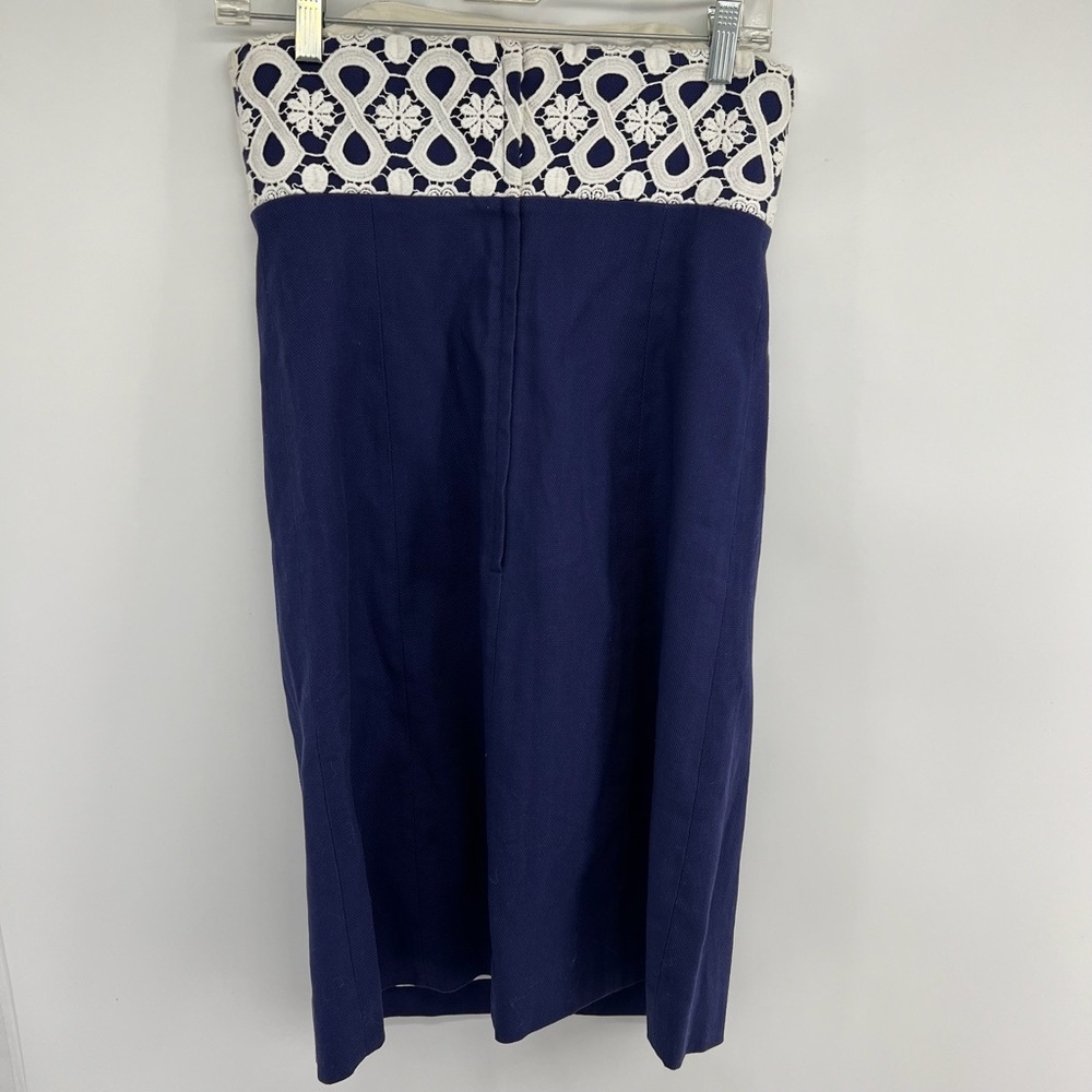 Lilly Pulitzer Sz 4 Navy Blue and White Embellished Strapless Dress - Picture 3 of 11